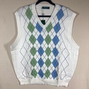 NWT Bobby Jones Mens Argyle Sweater Vest XXL Ivory Golf Preppy Grandpacore‎